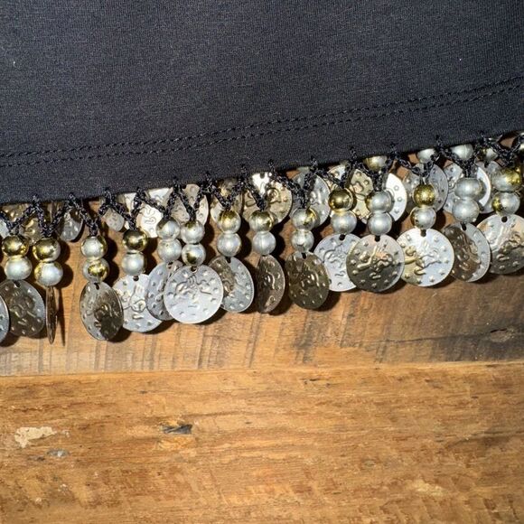 Crop top/Belly Danicing top  with gold and silver fringe embellishments.sz m - Picture 4 of 7